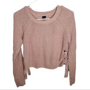 Anthropologie Moon&Madison Cropped Side Lace Up  Sweater Size Medium